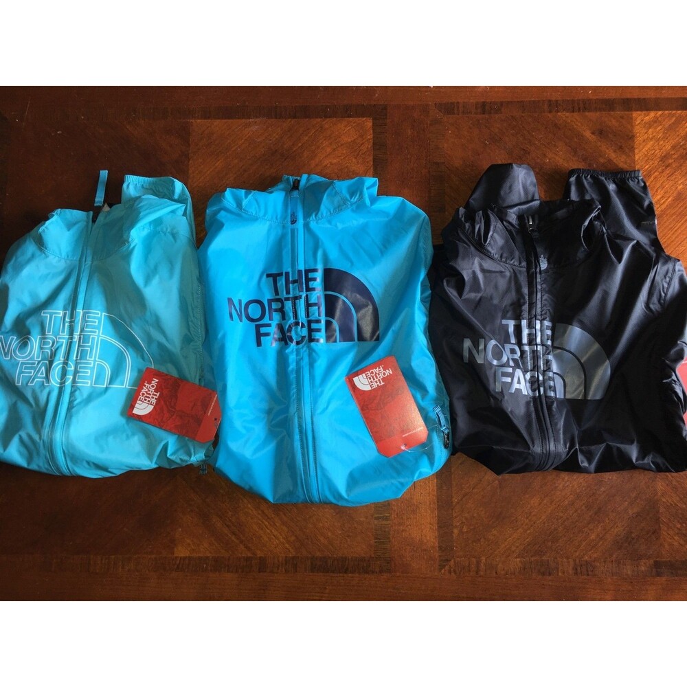 NORTH FACE Rain Wind Jacket Youth M (10/12) Blue Black Water Repellent Full Zip